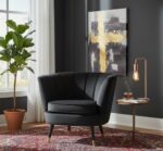 velvet accent chair. shell accent chair. velvet shell chair. velvet barrel chair. channel tufted chair. gold tipped legs. black wooden legs. pink velvet chair. grey velvet chair. black velvet chair. green velvet chair. pistachio green chair. plush velvet chair. luxury accent chair. modern accent chair. bedroom chair. living room chair. lounge chair. occasional chair. elegant chair. statement chair. contemporary seating. velvet furniture. tufted accent chair. stylish velvet chair. gold detail furniture. velvet shell accent chair. curved back chair. compact velvet chair. velvet armchair.