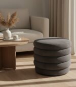 melina velvet round footstool. velvet circular ottoman. modern round footstool. plush velvet stool. elegant velvet ottoman. soft velvet footrest. small velvet accent stool. compact velvet ottoman. contemporary velvet stool. round padded footstool. velvet upholstered stool. cosy round velvet seat. stylish home footstool. velvet footstool for living room. luxury round velvet ottoman. decorative velvet footrest. round stool with velvet fabric. velvet pouffe footstool. cushioned round ottoman. chic velvet decor stool. grey. cream. mink. vanity. seat. stool.