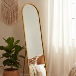 Valento Floor Mirror. Full-length floor mirror. Modern floor mirror. Stylish floor mirror. Large floor mirror. Minimalist mirror. Decorative floor mirror. Bedroom floor mirror. Living room mirror. Contemporary floor mirror. Slim profile mirror. Easy-to-assemble mirror. Functional mirror. Durable floor mirror. Tall floor mirror. Home décor mirror. Full-body mirror. Elegant floor mirror. Large reflective mirror. gold