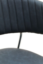 Taryn Leather Dining Chair. Grey leather dining chair. Modern dining chair. Chrome leg dining chair. Contemporary leather chair. Padded dining chair. Tufted backrest chair. Minimalist dining furniture. Ergonomic dining chair. Stylish grey chair. Luxury dining seating. Metal frame dining chair. Modern kitchen chair. Easy clean leather chair. Industrial dining chair. Sleek dining chair. Compact dining chair. Modern home furniture. Comfortable dining chair. Dark grey upholstered chair.