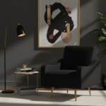 Bailey Armchair. Black Armchair. Checkered Armchair. Black and White Chair. Modern Armchair. Upholstered Chair. Gold Legs Chair. Slanted Legs. Contemporary Seating. Living Room Furniture. Accent Chair. Bedroom Chair. Statement Chair. Designer Chair. Stylish Home Furniture. Soft Fabric Chair. Comfortable Armchair. Compact Chair. Lounge Chair. Home Decor. Modern Interior. Bold Pattern Chair. Minimalist Chair.