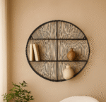 Elio Round Wall Shelf. Gold Wall Shelf. Black Wall Shelf. Round Shelf. Wall Decor. Modern Wall Shelf. Industrial Wall Shelf. 100% Iron Shelf. Wire Wall Shelf. Decorative Wall Art. Contemporary Wall Shelf. Living Room Decor. Bedroom Wall Shelf. Office Wall Decor. Floating Shelf. Wall Display Unit. Home Accessories. Metal Wall Shelf. Minimalist Wall Shelf. Modern Home Decor. Accent Shelf. Gold and Black Wall Art. Stylish Storage. Interior Wall Styling.