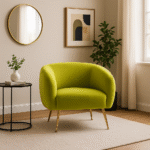 Velvet Armchair. Esme Armchair. Mid-Century Modern Chair. Upholstered Armchair. High Density Foam Chair. Pink Velvet Armchair. Green Velvet Armchair. Brown Velvet Armchair. Stylish Accent Chair. Modern Living Room Chair. Cozy Seating. Home Furniture. Elegant Lounge Chair. Gold Metal Legs Chair. Contemporary Seating. Velvet Accent Chair. Compact Armchair. Decorative Seating. Bedroom Chair. Office Accent Chair. Soft Velvet Upholstery. Luxury Home Seating. Warm Metallic Base Chair. Comfortable Armchair. Curved Seat Chair.