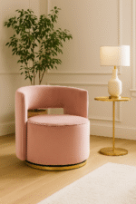 Esme Velvet Swivel Chair. Velvet Chair. Light Blue Chair. Mink Chair. Pink Chair. Mid-Century Modern Chair. Upholstered Chair. Thick Foam Cushioning. Buttoned Back Chair. 360 Degree Swivel Chair. Sturdy Rotating Base. Vintage Style Chair. Stylish Accent Chair. Home Furniture. Living Room Chair. Bedroom Chair. Office Chair. Compact Seating. Comfortable Chair. Soft Velvet Upholstery. Decorative Texture. Modern Home Decor.