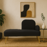 Harley Right Hand Chaise Lounge. Black Chaise Lounge. Grey Chaise Lounge. Upholstered Chaise. Gold Metal Legs. Slanted Legs. Modern Furniture. Minimalist Design. Comfortable Seating. Living Room Furniture. Bedroom Furniture. Lounge Chair. Contemporary Decor. Stylish Seating. Home Furniture. Accent Chair. Plush Padding. Durable Metal Legs. Elegant Chair. Modern Home Decor. Luxury Seating.