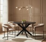 Veda Velvet Dining Chair. black velvet chair. gold frame chair. mink velvet chair. black frame chair. modern velvet chair. upholstered dining chair. plush velvet seating. sleek dining chair. compact dining chair. comfortable dining chair. stylish dining furniture. contemporary dining chair. luxury velvet chair. velvet accent chair. living room furniture. dining room furniture. modern home furniture. metal frame chair. velvet chair for small spaces. elegant velvet chair.