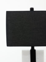 Elda Table Lamp. White marble lamp. Black fabric shade. Modern lighting. Contemporary décor. Minimalist lamp. Marble and metal lamp. Elegant table lamp. Designer lighting. Bedroom lamp. Living room light. Sleek home accessory.