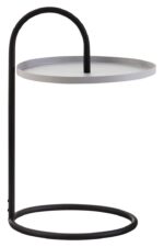 Elaro Hanging Top Side Table. Black Iron Side Table. Grey Round Top Table. Hanging Top Design. Modern Side Table. Minimalist Side Table. Industrial Accent Table. Contemporary Side Table. Round Metal Table. Sculptural Side Table. Sleek Black Frame Table. Durable Iron Table. Compact Accent Table. Living Room Side Table. Bedroom Nightstand Alternative. Modern Home Furniture. Statement Metal Side Table. Functional Accent Table. Industrial Modern Decor. Designer Side Table.