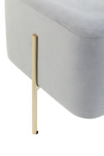 Vienna Square Velvet Stool. Velvet stool. Grey velvet stool. Square pouffe. Luxury accent stool. Modern footstool. Gold leg stool. Contemporary home furniture. Bedroom accent stool. Living room stool. Glam interior furniture. Vanity stool. Compact seating. Upholstered stool. Designer stool.