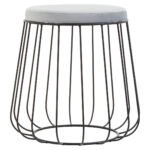 Vey Tall Cage Stool. Grey Velvet Stool. Black Metal Base. Industrial Stool. Tall Accent Stool. Modern Seating. Birdcage Design Furniture. Minimalist Stool. Contemporary Decor. Living Room Stool. Bedroom Accent. Velvet Upholstered Stool. Industrial Home Accessory. Stylish Seating Option. Decorative Tall Stool. Modern Home Furniture. Urban Style Accent. Compact Design Stool. Soft Velvet Seat.