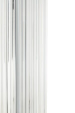 Azelina Table Lamp. Ribbed glass lamp. Silver metal base. Ivory fabric shade. Modern lighting. Contemporary table lamp. Elegant lamp décor. Neutral lighting accessory. Glass and metal lamp. Ambient lighting. Bedroom lamp. Living room table lamp. Designer lighting.