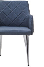 Thalia Dining Chair. Faux leather dining chair. Gold leg chair. Quilted back chair. Dark grey chair. Modern dining furniture. Mid-century modern style. Contemporary seating. Padded armchair. Elegant dining chair. Chrome finish legs. Stylish home décor.