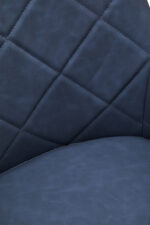 Thalia Dining Chair. Faux leather dining chair. Gold leg chair. Quilted back chair. Dark grey chair. Modern dining furniture. Mid-century modern style. Contemporary seating. Padded armchair. Elegant dining chair. Chrome finish legs. Stylish home décor.