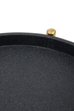 Corina 2 Tier Tray Table. Shagreen tray table. Two-tier drinks trolley. Gold finish frame. Black shagreen shelves. Modern bar cart. Luxury serving table. Contemporary accent furniture. Mobile side table. Boutique home décor.