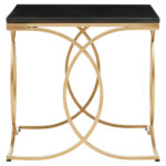 Miro Side Table. Black marble furniture. Gold finish side table. Modern luxury décor. Minimalist accent table. Stainless steel frame. Elegant living room table. Marble and gold furniture. Compact modern table. Designer home accent.
