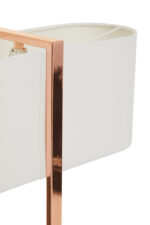 Lucia Table Lamp. Copper Table Lamp. Sculptural Lamp. Modern Table Lamp. Contemporary Table Lamp. White Linen Shade Lamp. Square Base Lamp. Minimalist Lamp. Sleek Table Lamp. Living Room Table Lamp. Bedroom Table Lamp. Side Table Lamp. Luxe Home Lighting. Designer Table Lamp. Warm Metallic Lamp. Functional Decor Lamp. Modern Accent Lamp. Contemporary Lighting. Elegant Table Lamp. Boutique Style Lamp.