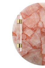 Wren Pink Quartz Tray. Natural Quartz Tray. Gold Finish Tray. Acrylic Handle Tray. Luxury Decorative Tray. Modern Accent Tray. Elegant Home Décor. Stylish Coffee Table Tray. Dressing Table Accessory. Contemporary Home Accessory. Pink Stone Tray. Sophisticated Home Accent. Designer Tray. Marble Effect Tray.