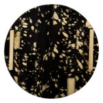 Wren Cowhide Tray. Luxury Decorative Tray. Black Cowhide Tray. Gold Fleck Tray. Metal Frame Tray. Gold Finish Handles. Modern Accent Tray. Tactile Home Accessory. Stylish Coffee Table Tray. Chic Home Décor. Luxe Living Room Accessory. Contemporary Decorative Tray. Designer Tray. Statement Home Décor. Elegant Display Tray.