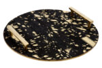 Wren Cowhide Tray. Luxury Decorative Tray. Black Cowhide Tray. Gold Fleck Tray. Metal Frame Tray. Gold Finish Handles. Modern Accent Tray. Tactile Home Accessory. Stylish Coffee Table Tray. Chic Home Décor. Luxe Living Room Accessory. Contemporary Decorative Tray. Designer Tray. Statement Home Décor. Elegant Display Tray.