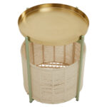 Safia 2 Tier Side Table. Green and Gold Side Table. Luxury Accent Table. Modern End Table. Two Tier Storage Table. Decorative Side Table. Metal and Cotton Table. Elegant Home Accessory. Luxe Living Room Furniture. Contemporary Bedroom Table. Dual Shelf Accent Table. Stylish Storage Solution. Compact Furniture Design. Chic Metallic Table.