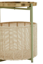 Safia 2 Tier Side Table. Green and Gold Side Table. Luxury Accent Table. Modern End Table. Two Tier Storage Table. Decorative Side Table. Metal and Cotton Table. Elegant Home Accessory. Luxe Living Room Furniture. Contemporary Bedroom Table. Dual Shelf Accent Table. Stylish Storage Solution. Compact Furniture Design. Chic Metallic Table.