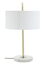 Neila Table Lamp. Brass Frame Table Lamp. White Fabric Shade Lamp. Marble Base Lamp. Contemporary Table Lamp. Modern Home Lighting. Chic Accent Lamp. Minimalist Table Lamp. Boutique Style Lighting. Ambient Light Feature. Portable Table Lamp. Desk Lamp. Side Table Lamp. Luxury Table Lamp. Elegant Home Accent.