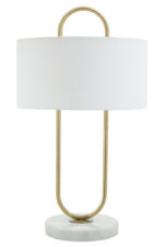 Neila Table Lamp. Brass Frame Table Lamp. White Fabric Shade Lamp. Marble Base Lamp. Contemporary Table Lamp. Modern Home Lighting. Chic Accent Lamp. Minimalist Table Lamp. Boutique Style Lighting. Ambient Light Feature. Portable Table Lamp. Desk Lamp. Side Table Lamp. Luxury Table Lamp. Elegant Home Accent.