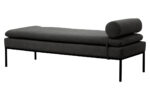 Haisley Day Bed. Dark grey day bed. Contemporary day bed. Minimalist bed. Black metal legs. Upholstered day bed. Modern bedroom furniture. Living room seating. Comfortable day bed. Sleek lounge bed. Nordic style furniture. Stylish upholstered bed.