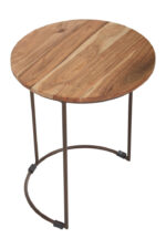 Bayur Nest of 3 Acacia Tables. Acacia wood furniture. Nesting tables. Brown iron frame. Natural wood tables. Modern accent furniture. Sustainable furniture. Industrial nesting tables. Compact space-saving tables. Living room furniture. Scandinavian design. Rustic wood furniture.