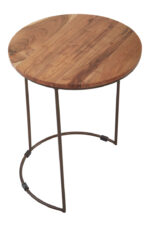 Bayur Nest of 3 Acacia Tables. Acacia wood furniture. Nesting tables. Brown iron frame. Natural wood tables. Modern accent furniture. Sustainable furniture. Industrial nesting tables. Compact space-saving tables. Living room furniture. Scandinavian design. Rustic wood furniture.