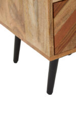 Bayur 5 Drawer Mango Wood Chest. Mango wood furniture. Chest of drawers. Black iron legs. Modern storage unit. Sustainable furniture. Industrial design. Bedroom storage. Contemporary chest. Rustic furniture. Scandinavian furniture. Natural wood finish.