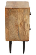 Bayur Mango Wood Bedside Table. Mango wood furniture. Modern bedside table. Black iron legs. Industrial design. Nightstand with storage. Contemporary furniture. Sustainable wood. Small space furniture. Bedroom accent table. Scandinavian bedside table.