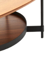 Yara Coffee Table With Oblong Top. Walnut veneer coffee table. Black metal frame. Modern living room furniture. Oblong design coffee table. Contemporary home décor. Eco-friendly furniture. Minimalist coffee table. Two-tier table. Industrial modern furniture. Scandinavian style.