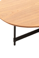 Yara Coffee Table With Oblong Top. Walnut veneer coffee table. Black metal frame. Modern living room furniture. Oblong design coffee table. Contemporary home décor. Eco-friendly furniture. Minimalist coffee table. Two-tier table. Industrial modern furniture. Scandinavian style.