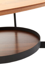 Yara Coffee Table With Oblong Top. Walnut veneer coffee table. Black metal frame. Modern living room furniture. Oblong design coffee table. Contemporary home décor. Eco-friendly furniture. Minimalist coffee table. Two-tier table. Industrial modern furniture. Scandinavian style.