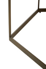 Sana Hexagonal Coffee Table. Oak veneer coffee table. Brushed brass frame. Hexagonal table. Modern coffee table. Minimalist furniture. Contemporary living room table. Scandinavian décor. Boutique coffee table. Wood and metal furniture.