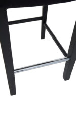 Amani Bar Stool. Black fabric bar stool. Upholstered stool. Rubberwood legs. Modern bar seating. Padded bar stool. Contemporary bar furniture. Metal footrest stool. Scandinavian style seating. Minimalist design.