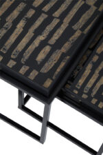 Savella Set of 2 Nesting Tables. Agate-effect tops. Multicoloured nesting tables. Black metal base. Modern accent tables. Contemporary living room furniture. Space-saving tables. Artistic side tables. Luxe modern décor. Durable design.