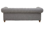 Nala 3 Seater Linen Sofa. Grey linen sofa. Button-tufted sofa. Scrolled arm sofa. Classic linen couch. Modern living room furniture. Elegant three-seater. Nailhead trim sofa. Comfortable padded sofa. Transitional design.