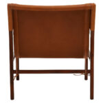 Cadenza Lounge Chair. Antique brown leather chair. Genuine leather sling seat. Solid teak wood frame. Modern rustic furniture. Timeless lounge chair. Natural materials. Mid-century chair. Luxury accent seating. Handcrafted furniture.