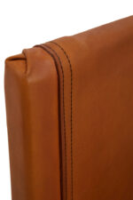 Cadenza Lounge Chair. Antique brown leather chair. Genuine leather sling seat. Solid teak wood frame. Modern rustic furniture. Timeless lounge chair. Natural materials. Mid-century chair. Luxury accent seating. Handcrafted furniture.