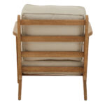 Zora Linen and Oak Armchair. Dark oak frame. Grey linen upholstery. Reclined armchair. Mid-century chair. Natural wood furniture. Modern rustic seating. Handcrafted oak chair. Comfortable accent chair. Timeless living room furniture.