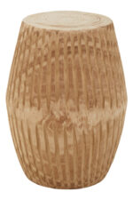 Mae Engraved Side Table. Rustic wooden furniture. Handcrafted wood table. Engraved detailing. Weathered finish. Boho accent table. Artisan craftsmanship. Unique wood grain. Compact rustic furniture. Natural home décor.