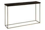 Marado Console Table. Acacia wood console. Black and gold furniture. Modern console table. Black metal frame. Decorative hallway table. Contemporary home décor. Luxury accent furniture. Durable acacia design. Industrial modern table.