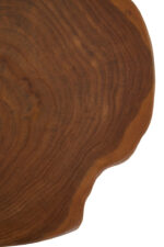 Milan Side Table. Teak wood furniture. Asymmetric top table. Renewable teak. Black cross base. Boho accent furniture. Rustic wood side table. Contemporary wooden design. Handcrafted teak table. Natural home décor.