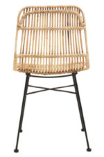 Milan Natural Rattan Chair. Handwoven rattan furniture. Natural rattan chair. Black iron legs. Boho accent chair. Rustic natural seating. Artisanal craftsmanship. Coastal-inspired furniture. Contemporary organic design. Lightweight natural chair.