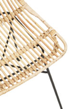 Milan Natural Rattan Chair. Handwoven rattan furniture. Natural rattan chair. Black iron legs. Boho accent chair. Rustic natural seating. Artisanal craftsmanship. Coastal-inspired furniture. Contemporary organic design. Lightweight natural chair.