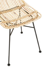 Milan Natural Rattan Chair. Handwoven rattan furniture. Natural rattan chair. Black iron legs. Boho accent chair. Rustic natural seating. Artisanal craftsmanship. Coastal-inspired furniture. Contemporary organic design. Lightweight natural chair.