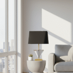 Alina Smoked Crystal Table Lamp. Triangular Crystal Lamp. Gold Metal Lamp. Black Shade Lamp. Geometric Table Lamp. Modern Accent Lamp. Luxury Table Lamp. Contemporary Lighting. Sleek Table Lamp. Living Room Lamp. Bedroom Lamp. Desk Lamp. Boutique Style Lamp. Designer Table Lamp. Sculptural Lamp. Ambient Lighting. Modern Home Accessory. Minimalist Lamp. Statement Table Lamp. Elegant Table Lamp.