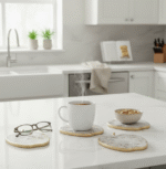 Apple Shaped Marble Coasters. Marble Coasters. Gold Edge Coasters. Luxury Coasters. Elegant Table Accessories. Marble Drink Coasters. Modern Home Décor. Stylish Tabletop Decor. Set of Four Coasters. Minimalist Coasters. Durable Marble Coasters. Designer Home Accessories. Coffee Table Decor. Dining Table Accessories. Contemporary Coasters. Gift for Home. Wedding Gift Idea. Modern Luxury Coasters. Natural Stone Coasters. Premium Marble Coasters.